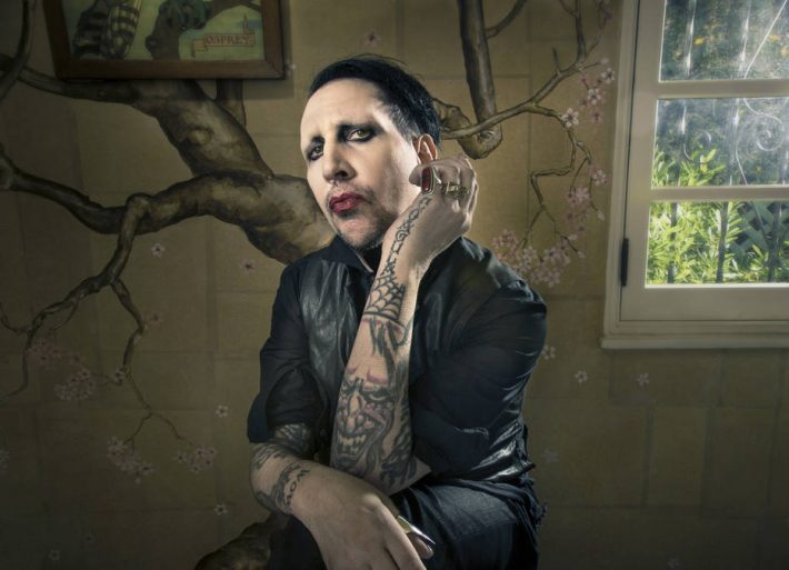 -- PHOTO MOVED IN ADVANCE AND NOT FOR USE - ONLINE OR IN PRINT - BEFORE JAN. 18, 2015. -- Marilyn Manson in West Hollywood, Calif., Dec. 11, 2014. At 46, Manson, with a career as a best-selling goth rock star and agitator behind him, has been facing a bit of an identity crisis that he hopes to overcome with new collaborations and a new album. (Michael Lewis/The New York Times)