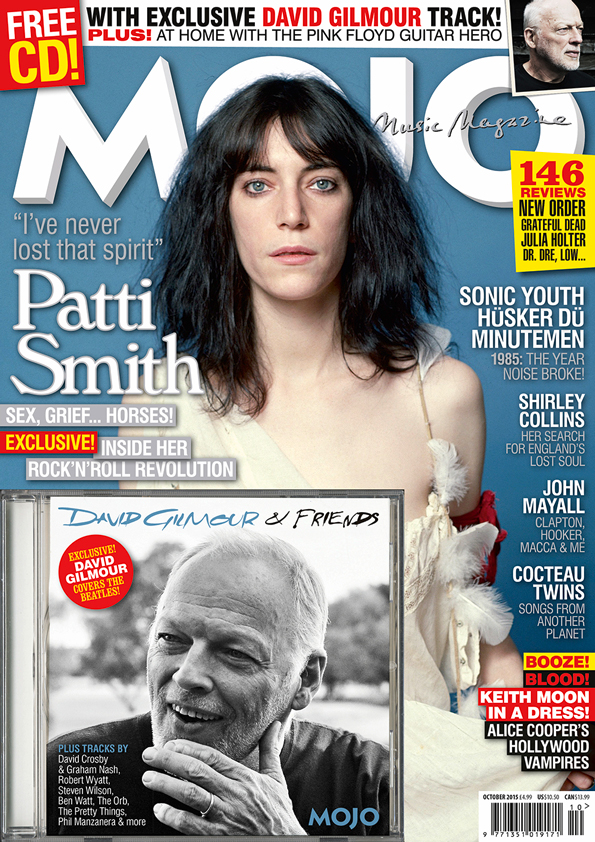 A capa da revista Mojo, com reportagem sobre Patti Smith e CD grátis de Gilmour tocando Beatles.